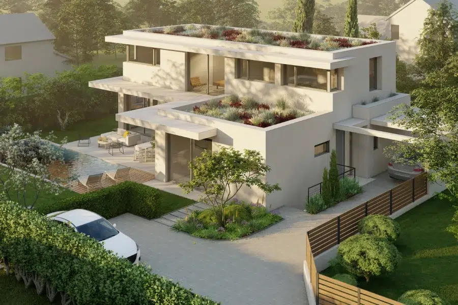 villa moderne à 1 étage avec piscine et jardin